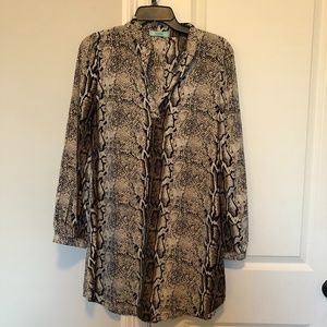 Long Sleeve Snakeskin Tunic Dress
